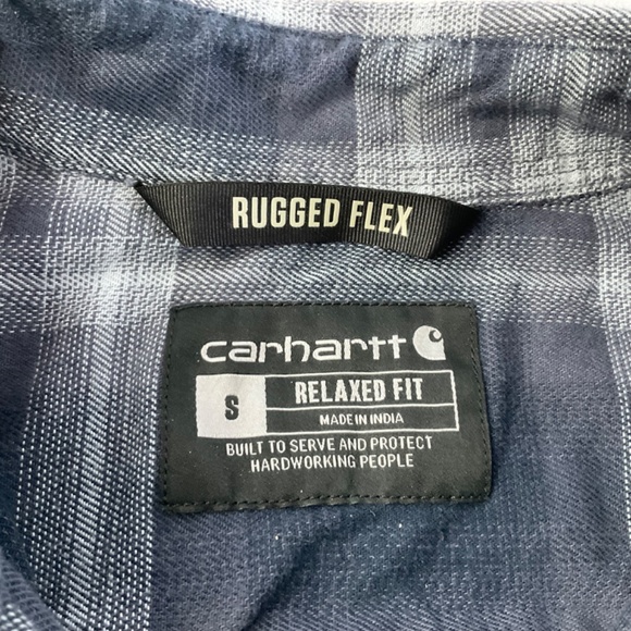 CARHARTT MENS RUGGED FLEX PLAID LONG-SLEEVED SNAP FRONT FLANNEL SHIRT EUC SMALL - Picture 6 of 13